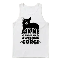 Corgi Dog Lovers Unisex Tank Top - White – 1