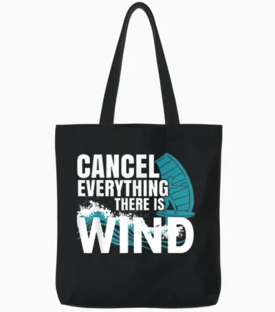 Wing Foil Wingboard T-Shirt, Black, S Tote Bags - Black