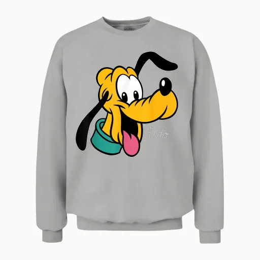 Disney Pluto Big Face Retro Character Trip Matching Unisex Sweatshirt in Ash