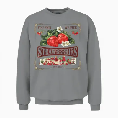 Erdbeeren Tshirt Farm Fresh Vintage Erdbeerbauern Unisex Sweatshirt - Sport Grey
