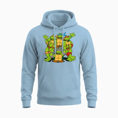 Tmnt Turtle Power Best Friends 80s 90s Cartoon Reptile Lover Unisex Hoodie - Light Blue