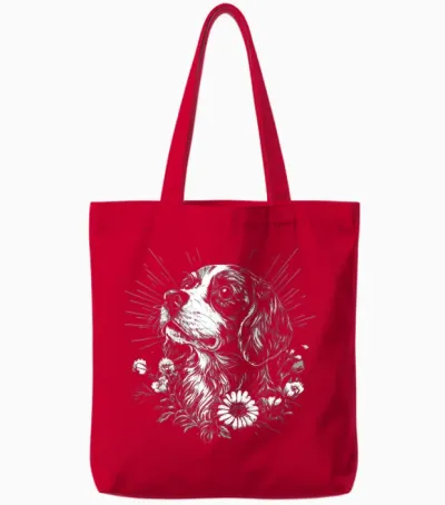 Tatouage Rétro épagneul Breton Pour Amoureux Des Chiens Tote Bags - Red
