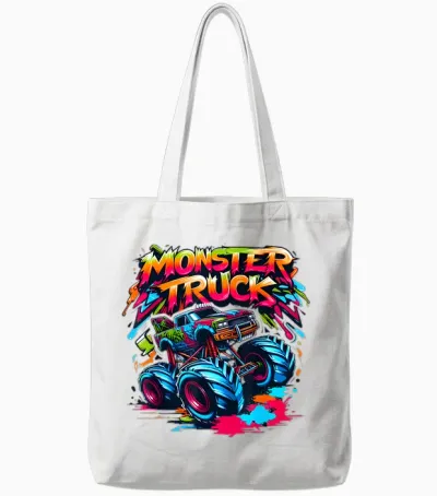 Monster Truck Retro Colorful Graffiti Toddlers Youth Adults Tote Bags - White