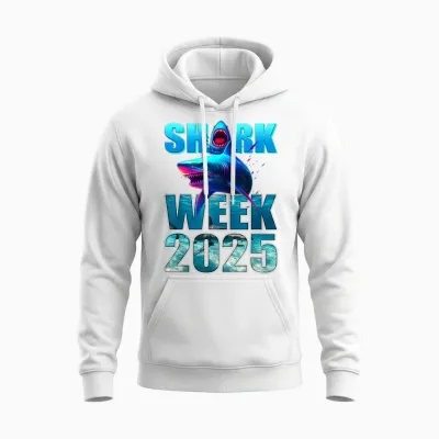 Funny Shark Lover 2025 – Ocean Conservation Week Unisex Hoodie - White