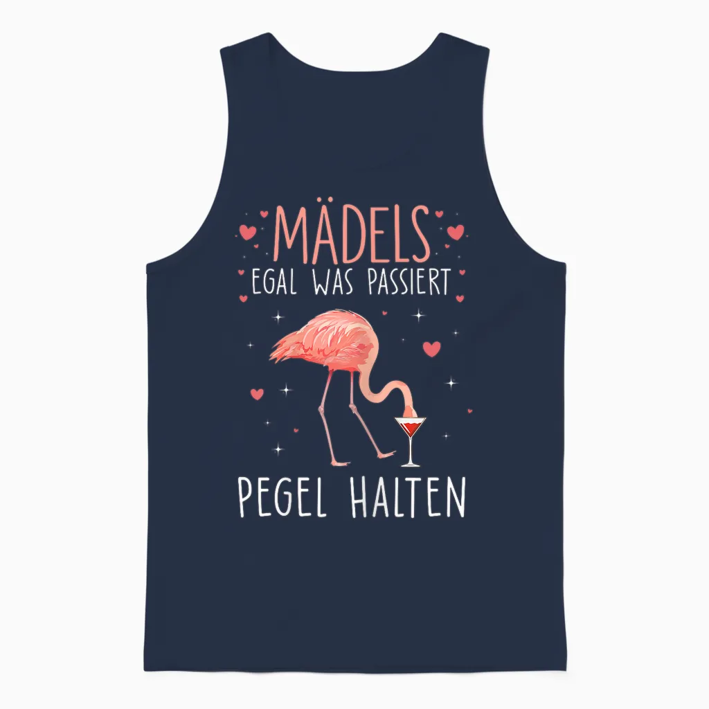 Girls Pegel Halten Mallorca Flamingo Beer Jga Malle Fun T-Shirt, Black Unisex Tank Top in Navy