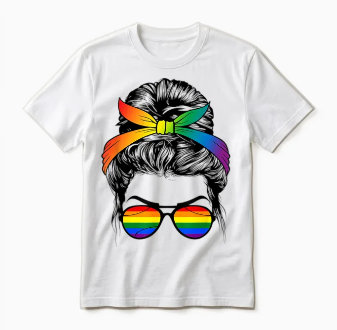 Rainbow Bun Gay Homo Outfit Lgbt Gay Homosexuality T-Shirt, White Unisex T-Shirt in White