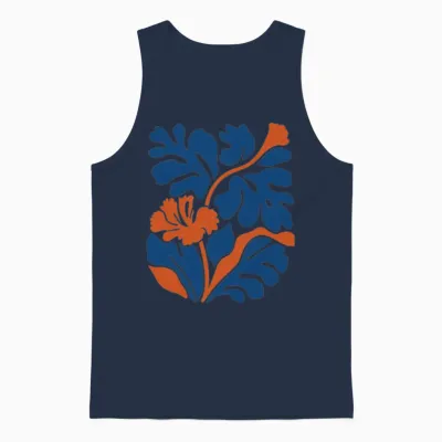 Abstract Floral Harmony Unisex Tank Top - Navy
