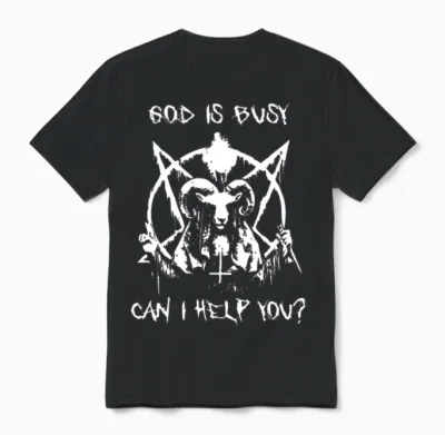 God Is Busy Can I Helo You Viking Unisex T-Shirt - Black
