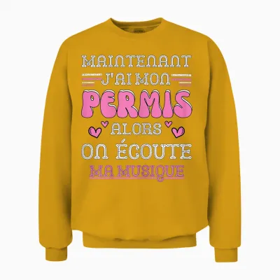Driving License Gift Girl, Driving Car Humor Unisex Sweatshirt - Gold