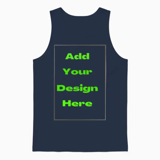 Add Your Own and Text Design Custom Personalized Unisex Tank Top in Navy