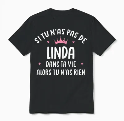 Wife Girlfriend Funny Personalized Gift Name Linda Unisex T-Shirt - Black