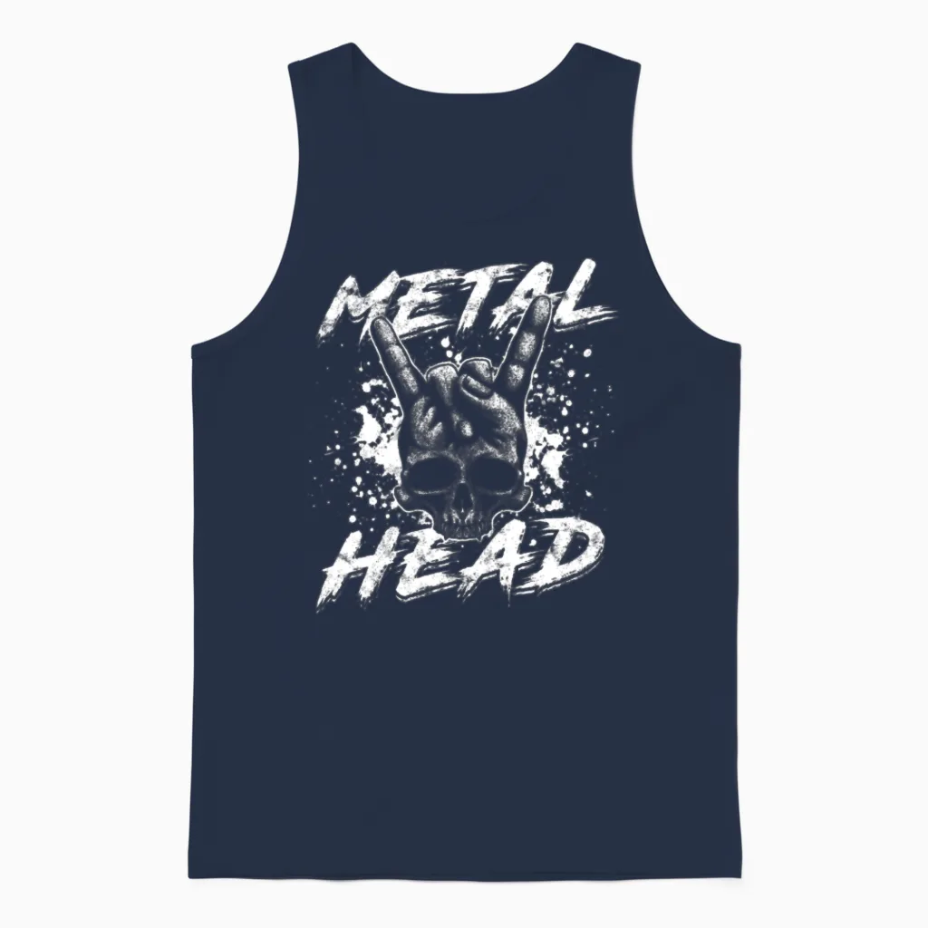 Metal Head - Metal Unisex Tank Top in Navy