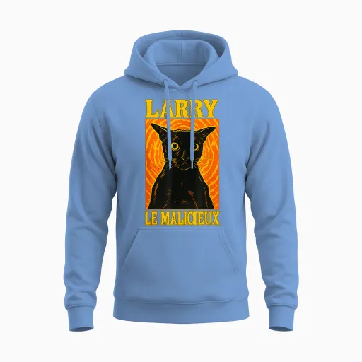 Larry Le Malicious Meme Brainrot Cat Lakaka Black Unisex Hoodie - Carolina Blue