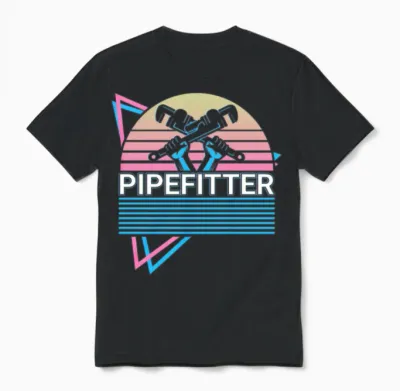 Pipefitter Pipe Fitter Retro Unisex T-Shirt - Black