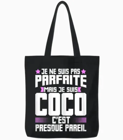 Coco Parfait | Quote Humour Coco Nickname Coco T-Shirt, Black, Female X-Small Tote Bags - Black