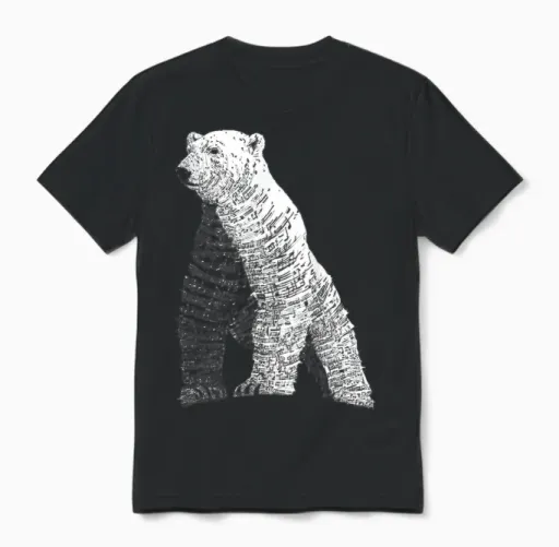 Motif Ours Polaire Cool Unisex T-Shirt in Black