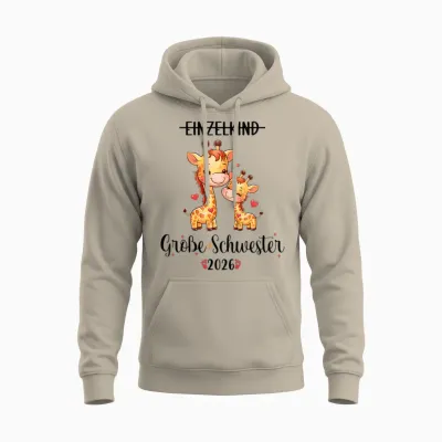 Children's Große Schwester 2026 Single Child Big Sister 2026 T-Shirt, Black, S Unisex Hoodie - Sand