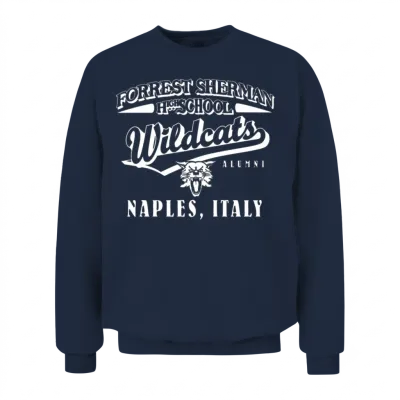 Forrest Sherman High School Naples Italy Wildcats Unisex Sweatshirt - Navy