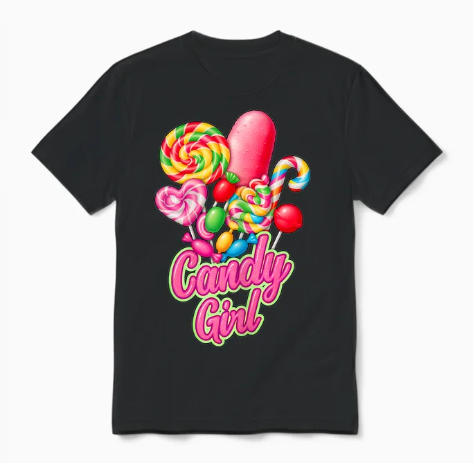 Candy and Girl Candy Lovers Cute X Carnival Costume Unisex T-Shirt in Black
