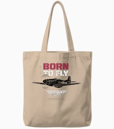 Top Gun: Maverick Born to Fly P-51 Mustang Silhouette Tote Bags - Natural