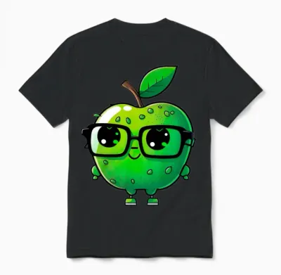 Cute Apple with Glasses - Funny Apple Unisex T-Shirt - Black