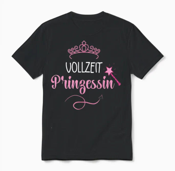 Full Time Princess His Sayings Princess Crown Unisex T-Shirt in Black