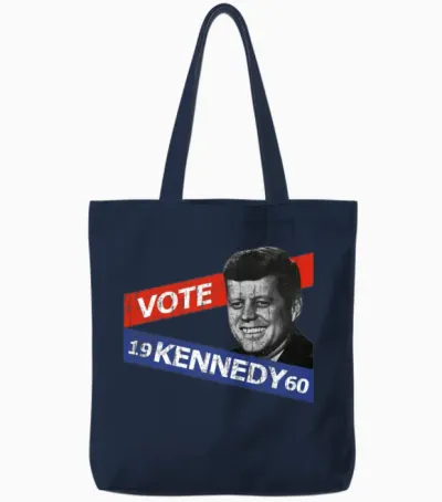 Jfk Kennedy Retro Tote Bags - Navy