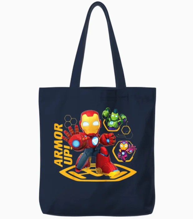 Marvel Iron Man and His Awesome Friends Tony & Team Armor Up Tote Bags in Navy