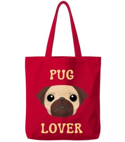 Pug Dog Tote Bags - Red