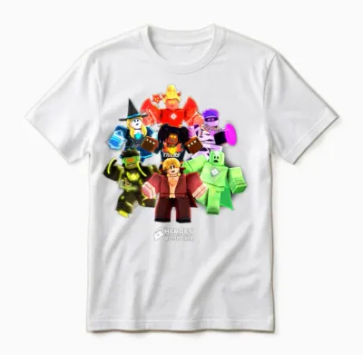 Roblox Halloween Heroes Black T-Shirt - Classic Fit, Crew Neck, Short Sleeve, Casual Unisex T-Shirt - White