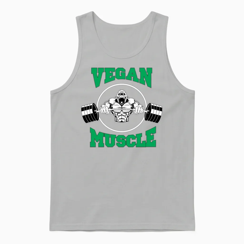 Vegan Muscle Gorilla Powered by Plants Unisex Tank Top in Ash