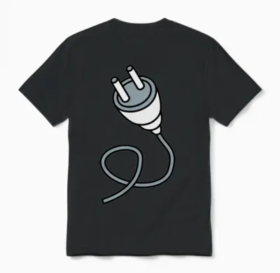 Connect Connection Cable Plug Outlet Power Electri Unisex T-Shirt - Black