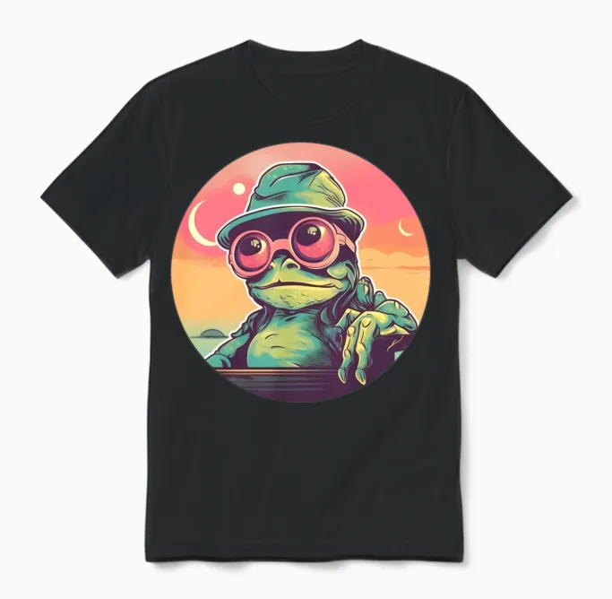 Style Frog Lovers Retro Reptiles & Exotics Unisex T-Shirt - Black
