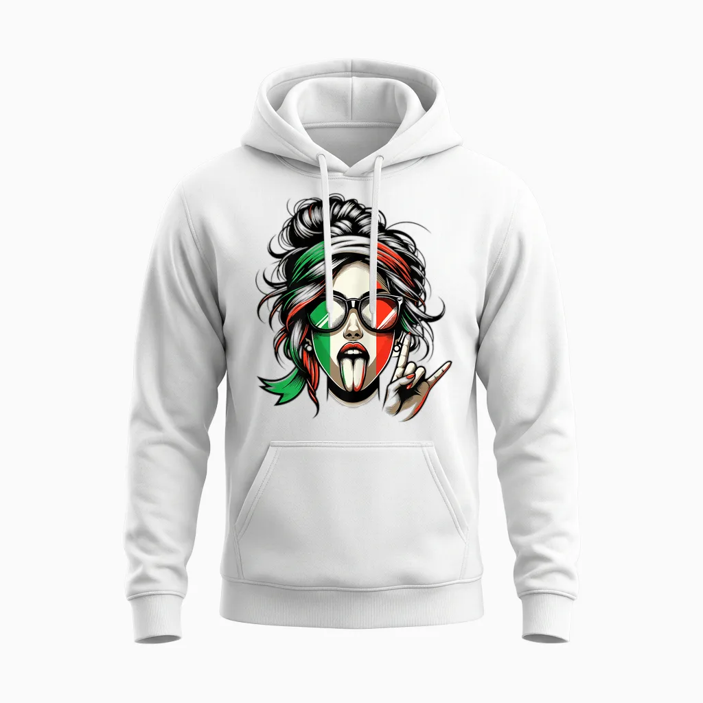 Artipalati Geschenke Italienisches Damen T-Shirt Mit Kurzarm in Weiß Und Bunt, Größe Xs, Klassisches Italien-Flaggen-Design, Ideal Für Geburtstage Unisex Hoodie in White