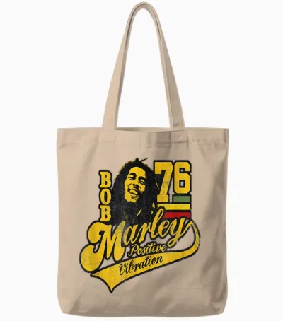 Bob Marley Positive Vibrations Fußball Tote Bags - Natural