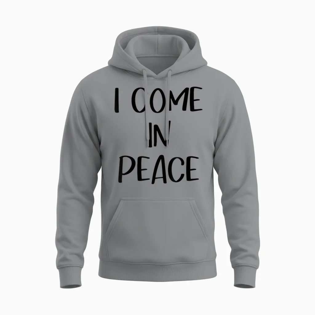 I Come in Peace I'm Peace Couple Matching Unisex Hoodie in Sport Grey