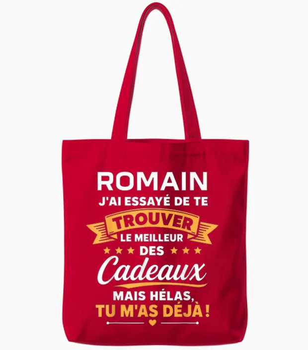 Idée Trouver Romain Humour Prénom Personnalisé Romain Tote Bags in Red