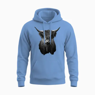 Scottish Highland Cattle Highland Cattle Gift Farmer T-Shirt, Black Unisex Hoodie - Carolina Blue