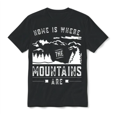 Home Is Where the Mountains Are Mountain Mountaine Unisex T-Shirt - Black