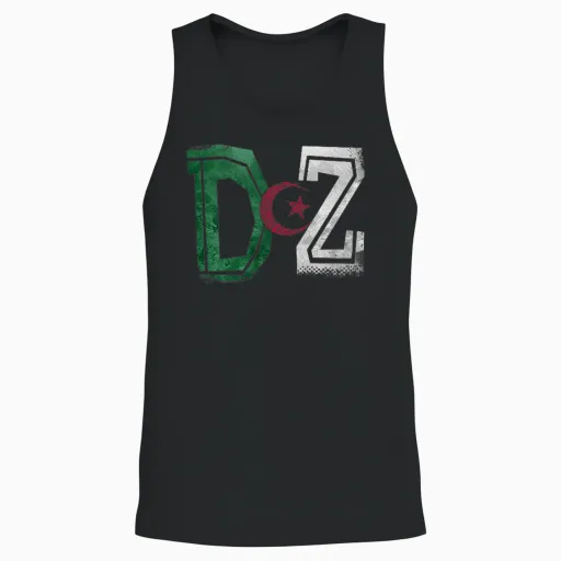 Algerian Flag Football Gift Jersey Dz T-Shirt, Black, S Unisex Tank Top - Black