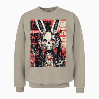 Kuracore Anime Cyberpunk Techwear T-Shirt - Unisex Erwachsene Und Jugendliche - Schwarz - Small - Kurzarm Unisex Sweatshirt - Sand