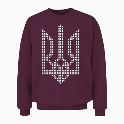 Ukrainian Symbol Trizub on the Heart – Ukrainian Trident T-Shirt, Black, S Unisex Sweatshirt - Maroon