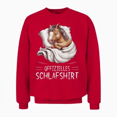 Official Sleep Shirt Horse Pyjamas T-Shirt, Black Unisex Sweatshirt - Red