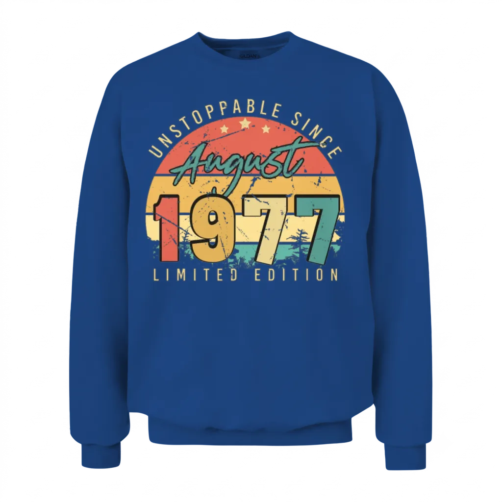1977 August Retro Unisex Sweatshirt - Royal