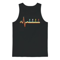 Hiking Retro Heartbeat — & Outdoors Gift Unisex Tank Top - Black – 1
