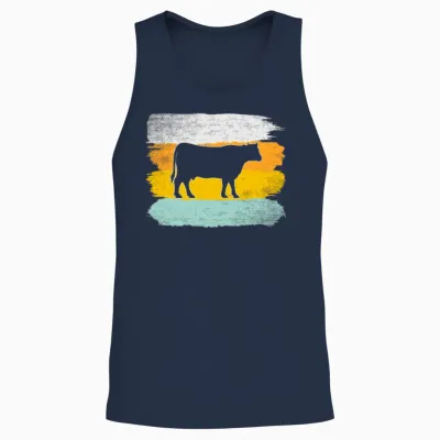 Cow Retro Unisex Tank Top - Navy