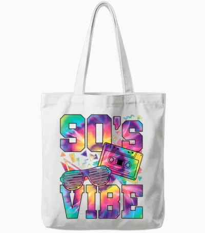 90s Vibe 90s Outfit Retro 90s Theme Party T-Shirt, Black Tote Bags - White