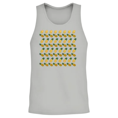 Yellow Retro Ananases Pattern Unisex Tank Top - Ash