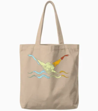 Swimming Retro Tote Bags - Natural