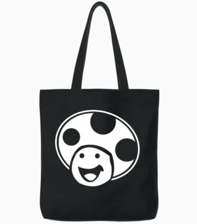 Head Mushroom Funny Tote Bags - Black